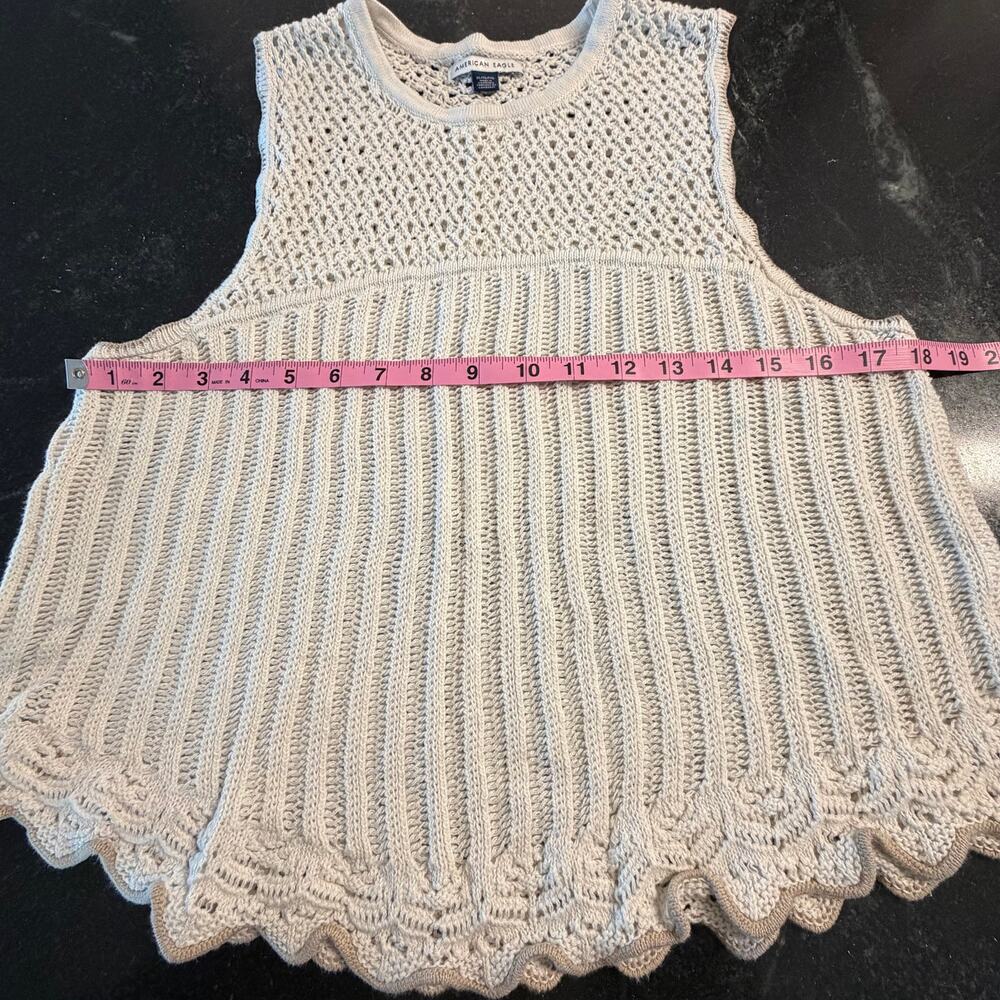 American Eagle Crochet Tank XL Cream Boho Scallop Hem Sweater Vest - Picture 10 of 10